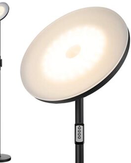 Floor Lamp,30W/2400LM Sky LED Modern Torchiere 3 Color Temperatures Super Bright Floor Lamps-Tall Standing Pole Light with Remote & Touch Control for Living Room,Bed Room,Office（Black）