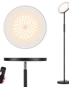 Floor Lamp, Garryliting LED Sky Super Bright Torchiere Lamp with 5 Color Temperatures Stepless Dimmable Remote & Touch Control, 24W/2000lm Modern Tall Floor Lamp for Living Room, Bed Room, Office