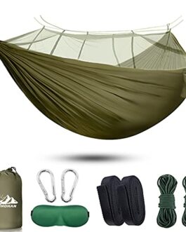SIHOHAN Camping Hammock with Mosquito Net, Double Hammocks with Tree Straps and Eye Mask, Portable Hammocks for Backpacking, Travel, Beach, Backyard, Patio, Hiking