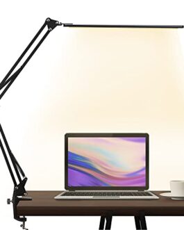 LED Desk Lamp,Eye-Caring Swing Arm Desk Lamp with Clamp,Architect Desk Light,12W Dimmable Table Lamp for Home Office with USB,3 Lighting Modes with 30 Brightness,2021 Newly Upgraded Ultra-Thin Model