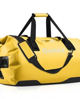 Gonex 60L Extra Large Waterproof Duffle Travel Dry Duffel Bag Heavy Duty Bag with Durable Straps & Handles for Kayaking Boating Rafting Fishing Outdoor Adventure Yellow