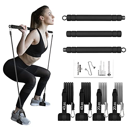 Pilates Bar Kit with Resistance Bands,Portable Exercise Fitness Equipment  for Women & Men, Home Gym Workout 3-Section Stick Squat Yoga Pilates  Flexbands Kit : : Sports & Outdoors