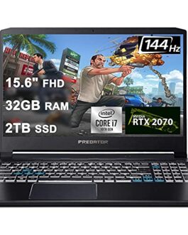 Flagship 2021 Acer Predator Triton 300 15 Gaming Laptop 15.6\” FHD IPS 144Hz Intel Hexa-Core i7-10750H 32GB DDR4 2TB SSD GeForce RTX 2070 8GB RGB Backlit WiFi HDMI Win 10 + iCarp HDMI Cable