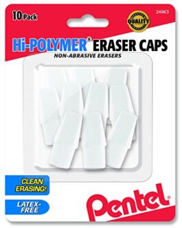 Pentel Hi-Polymer White Cap Erasers 10 Pack ZEH02BP10