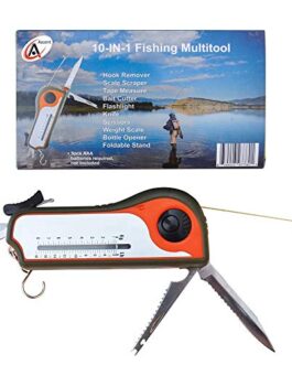 Fisherman Gift Tool Fishing Multitool – Hook Remover, Scale Scraper, Tape Measure, Bait Cutter, Flashlight, Knife, Scissors, Weight Scale, Bottle Opener, Gift Idea for Men Women Kids