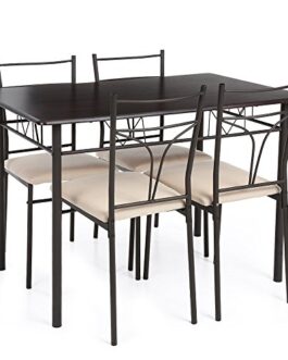IKAYAA 5PCS Table and Chairs Set 4 Person Metal Kitchen Dinning Table (type3)
