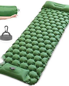 Inflatable Sleeping Pad for Camping with LED Camping Lantern, MOUNTDOG Ultralight Inflatable Backpacking Pad Mat Air Mattress for Hiking Traveling Tent, Camping Lamp w/ 5 Light Modes, Handle&Carabiner