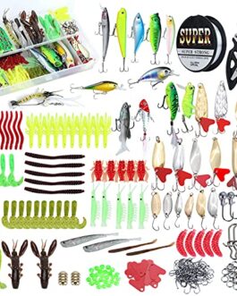 HENCETO86/280pcs Fishing Lures Baits Fishing Tackle Kit Set-Including Crankbaits,Plastic Worms, Jigs,Topwater Lures,Tackle Box Fishing Accessories for Freshwater or Saltwater(280Pcs Fishing Lures Kit)
