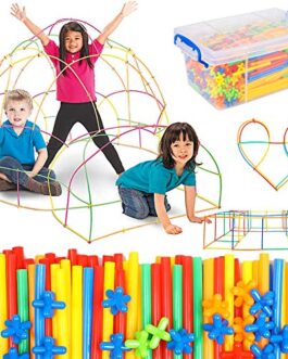 Straw Constructor Building Toy 1000 Pcs for Kids Age 3-12, Stem Activities Straws and Connectors Educational Building Set, Fort Building Kit for Indoor & Outdoor, Gift for Boys and Girls Classroom